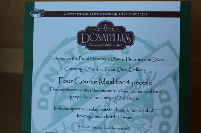 Donatelli's Four-course meal for Four valued at $130