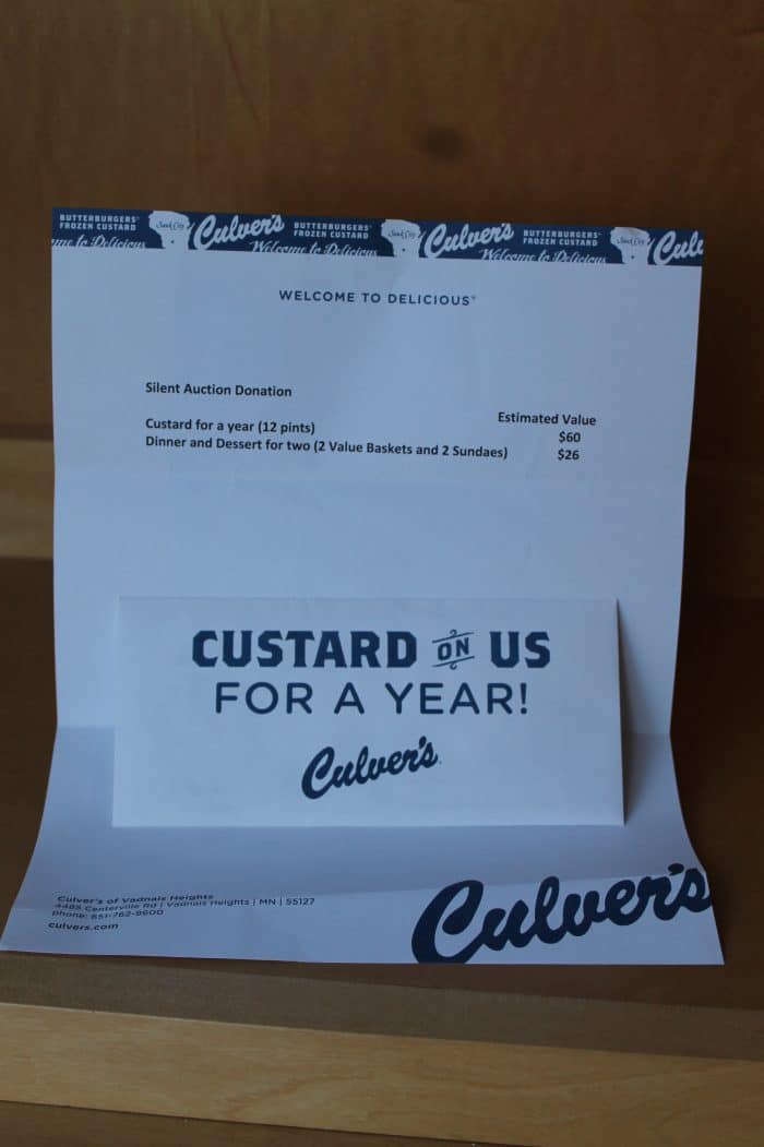 Culver's Custard for a Year! Value: $60